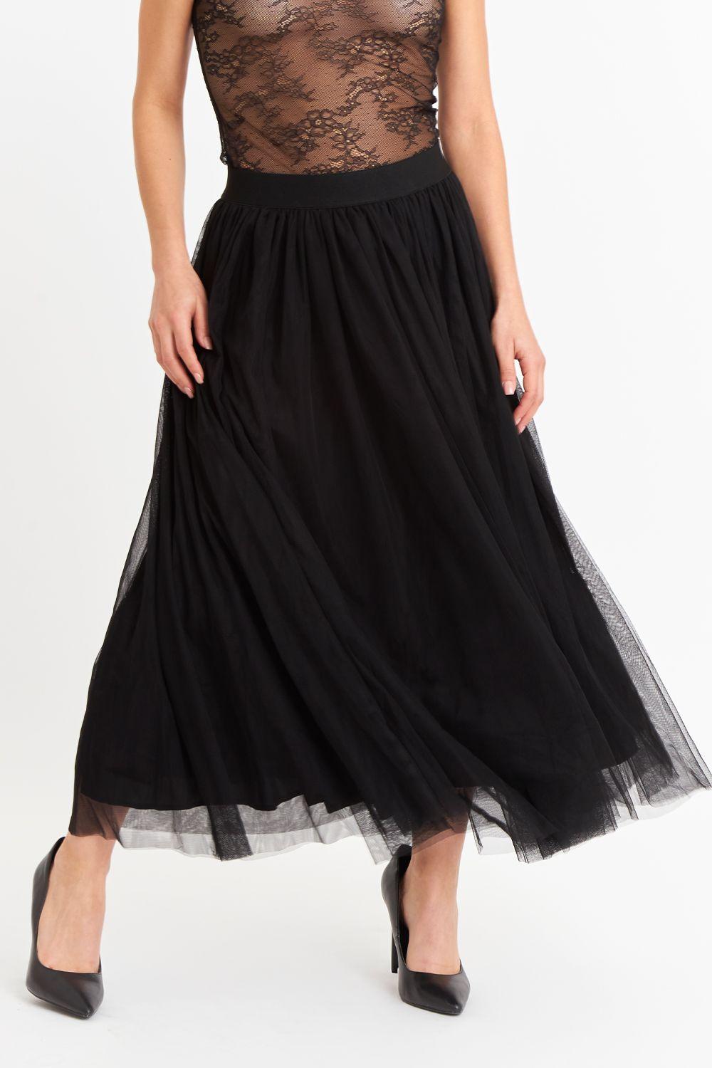 Falda Midi de Tul Negro-4