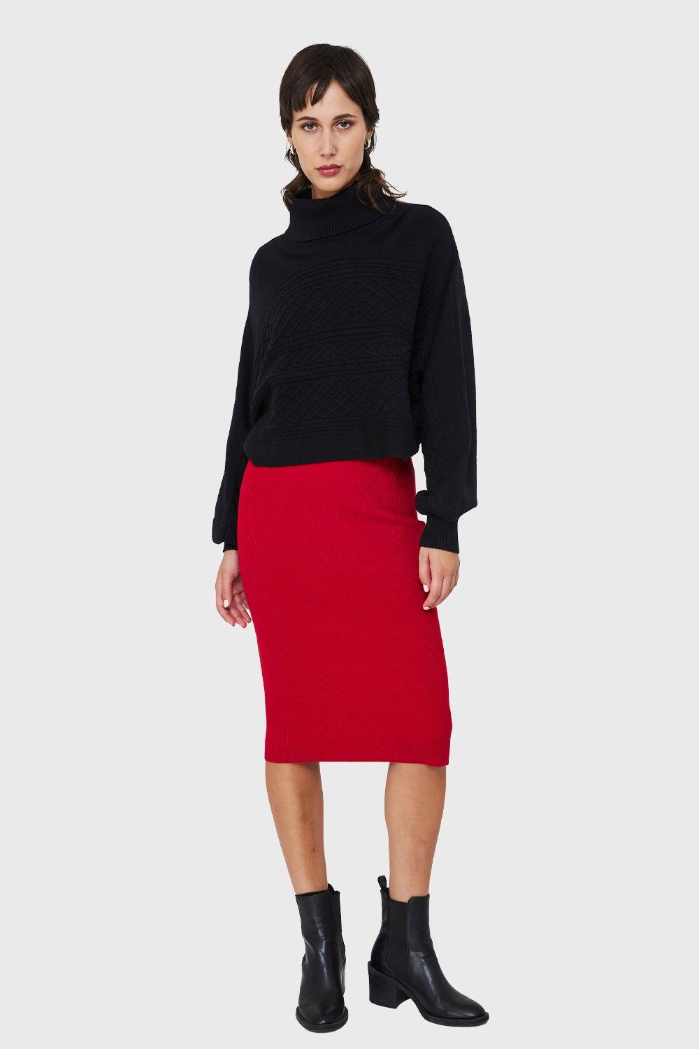 Sweater Crop Manga Murciélago Negro Nicopoly-1