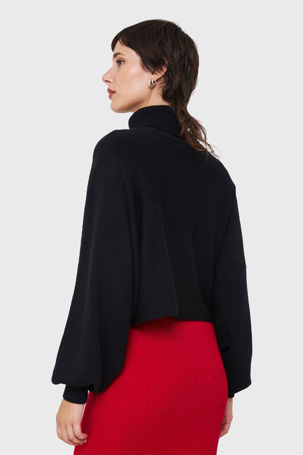 Sweater Crop Manga Murciélago Negro Nicopoly-3
