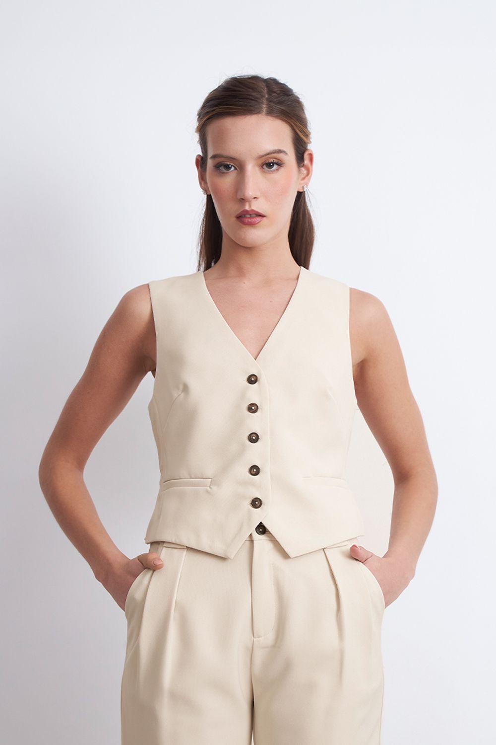 Gilet Básico Ajustable Beige Nicopoly-0