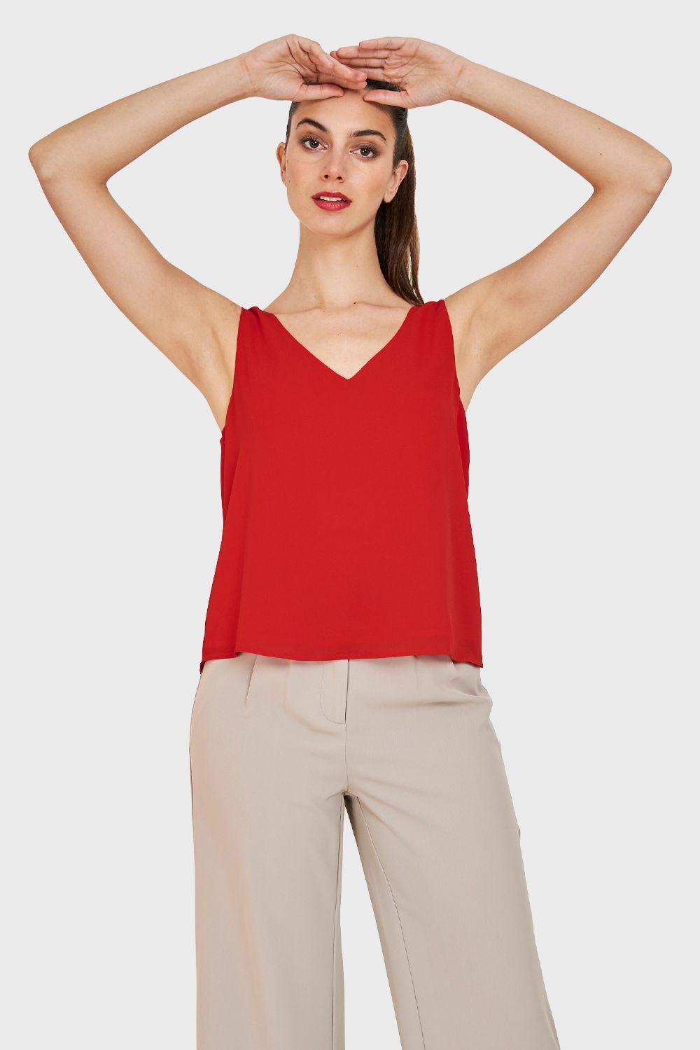 Blusa Básica Sin Mangas Rojo Nicopoly-3
