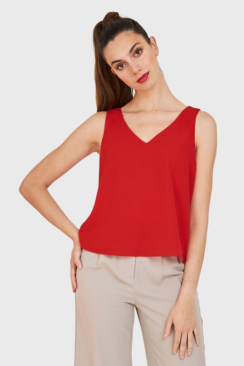 Blusa Básica Sin Mangas Rojo Nicopoly-4
