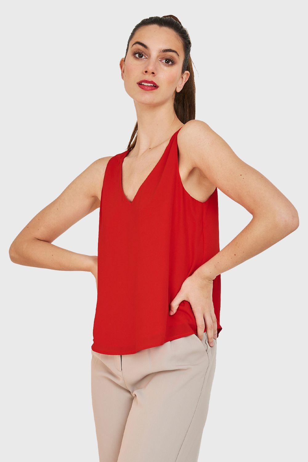 Blusa Básica Sin Mangas Rojo Nicopoly-0