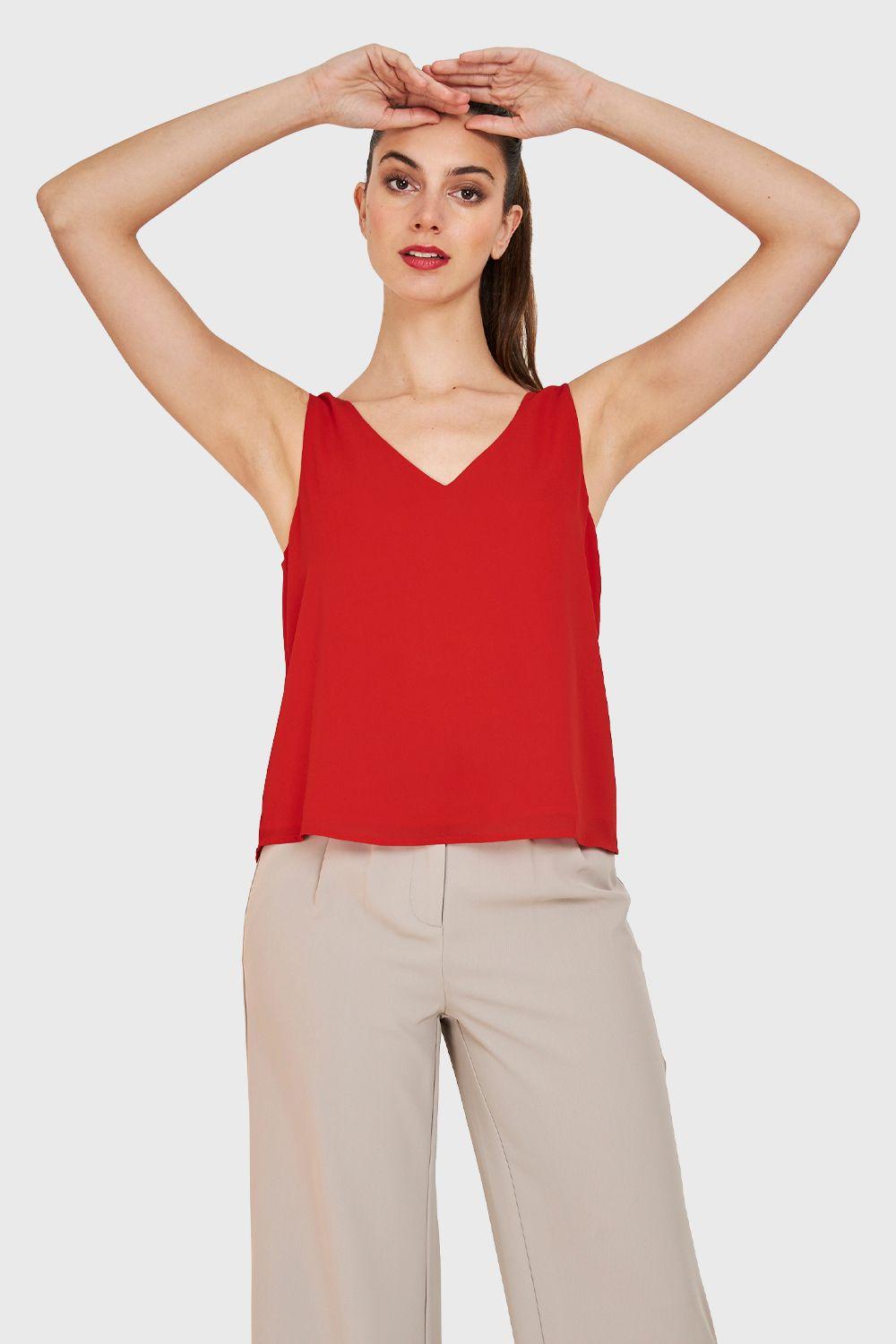 Blusa Básica Sin Mangas Rojo Nicopoly-3