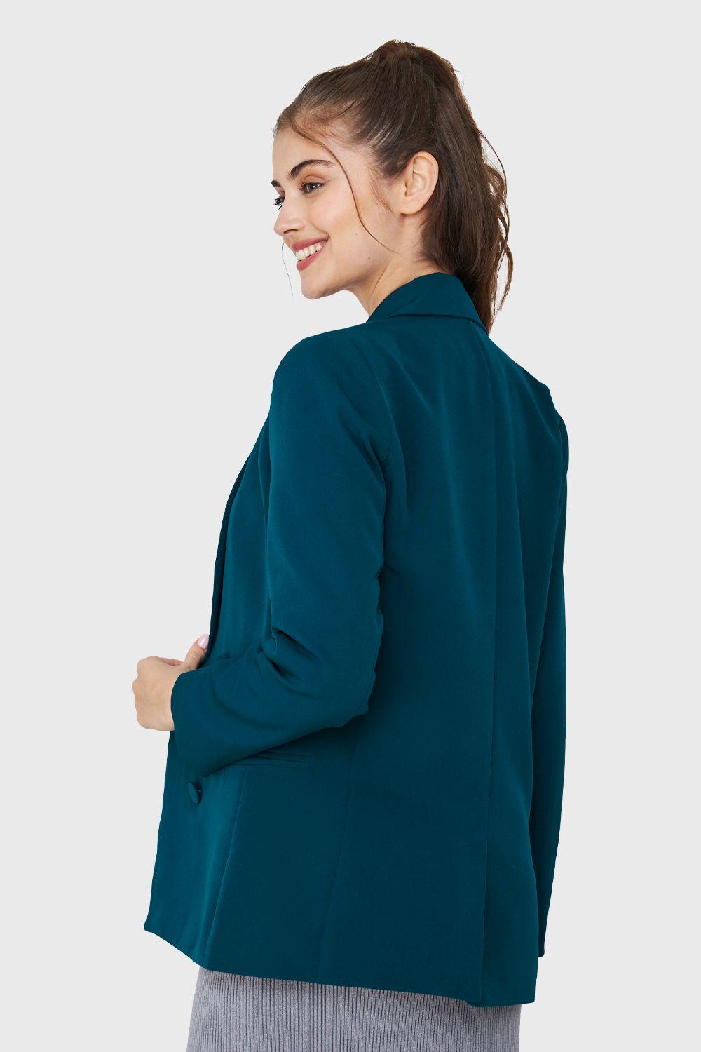 Blazer Cuatro Botones Decorativos Azul Verdoso Nicopoly-3