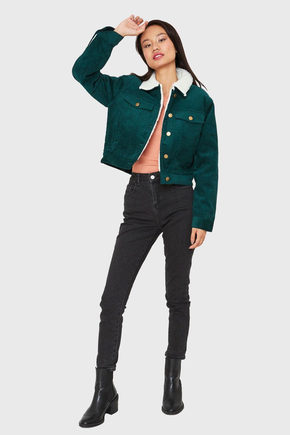 Chaqueta Corta Cotelé Verde Nicopoly-1