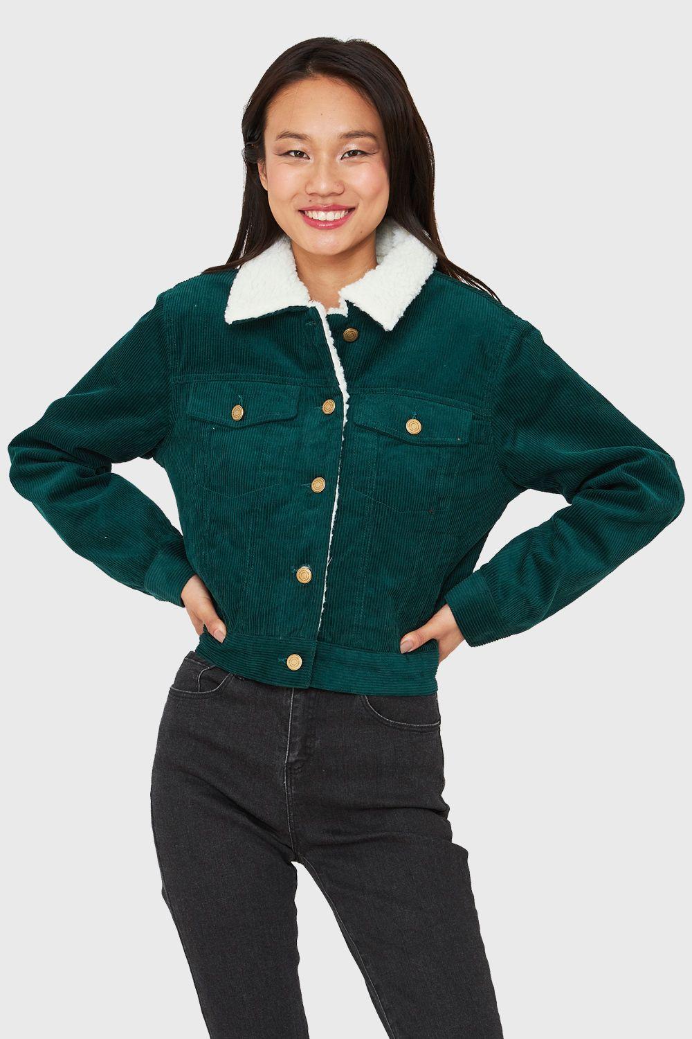 Chaqueta Corta Cotelé Verde Nicopoly-4