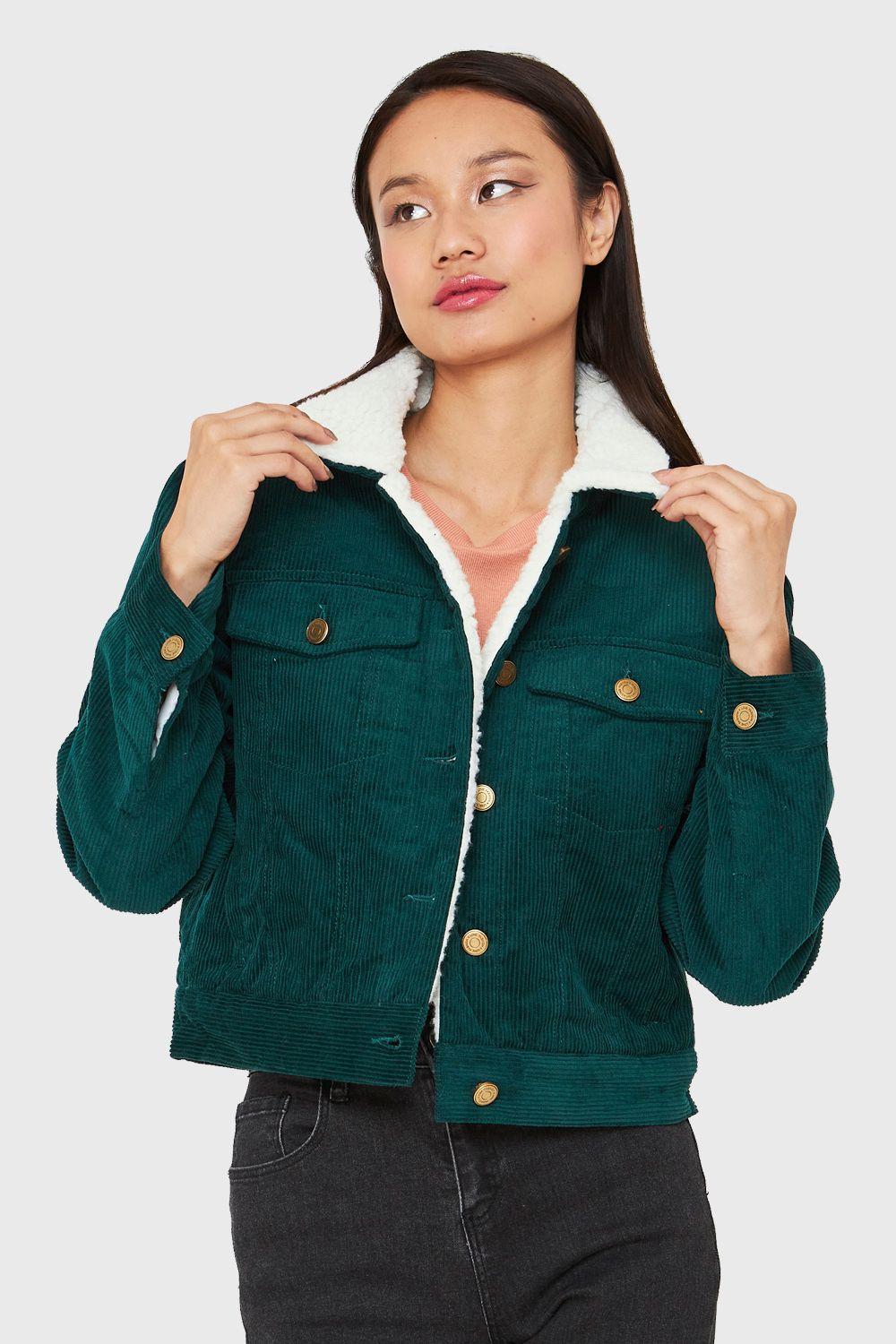 Chaqueta Corta Cotelé Verde Nicopoly-0
