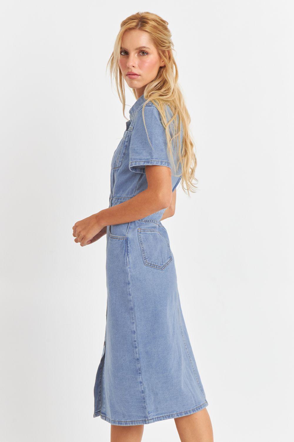 Vestido Camisero Tipo Denim Nicopoly-2