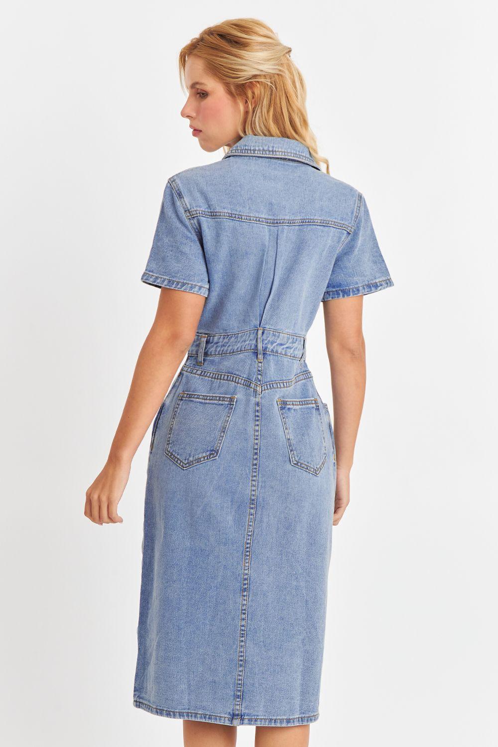 Vestido Camisero Tipo Denim Nicopoly-3
