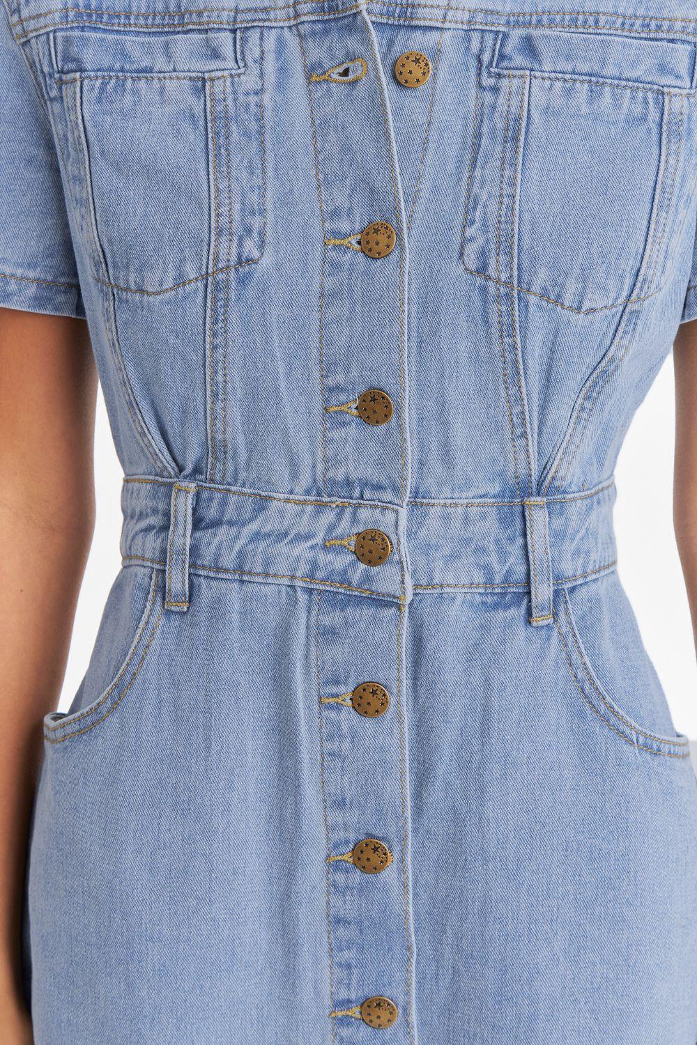 Vestido Camisero Tipo Denim Nicopoly-5