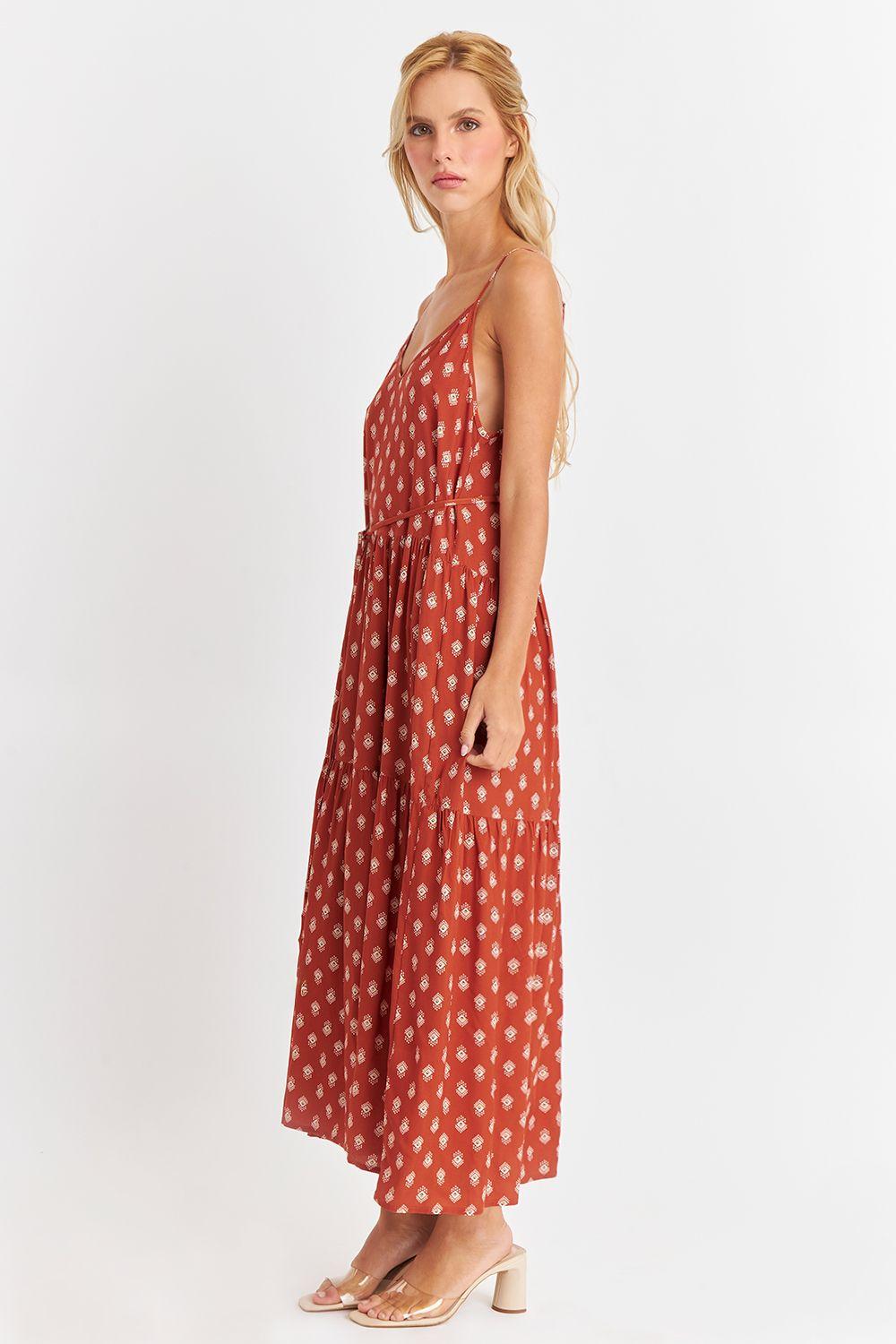 Vestido Estampado Minimalista Naranja Nicopoly-2