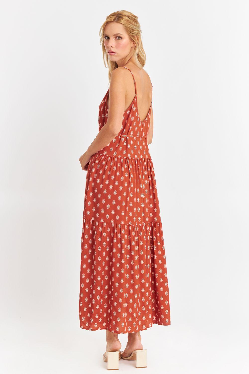 Vestido Estampado Minimalista Naranja Nicopoly-3