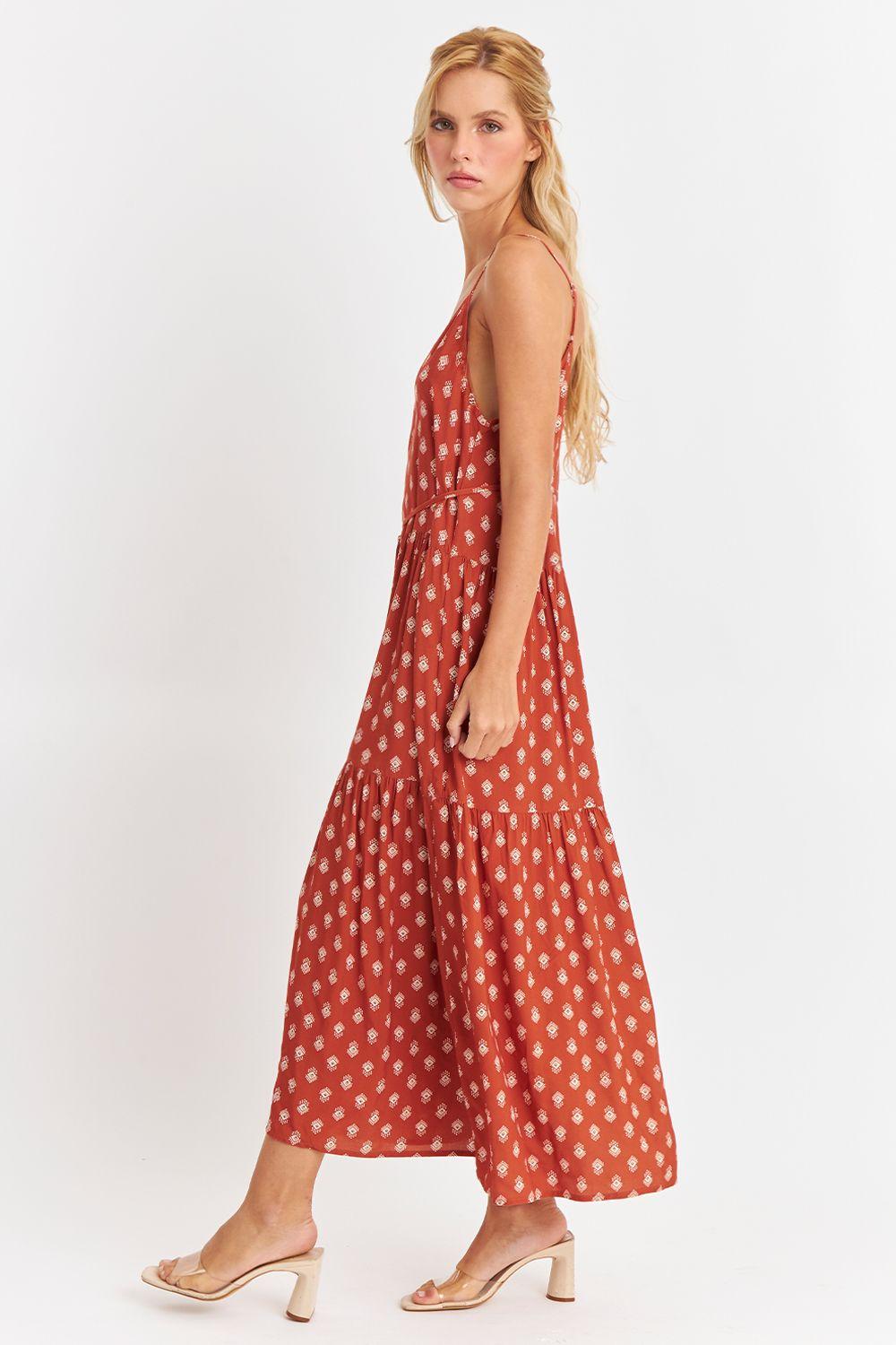 Vestido Estampado Minimalista Naranja Nicopoly-4