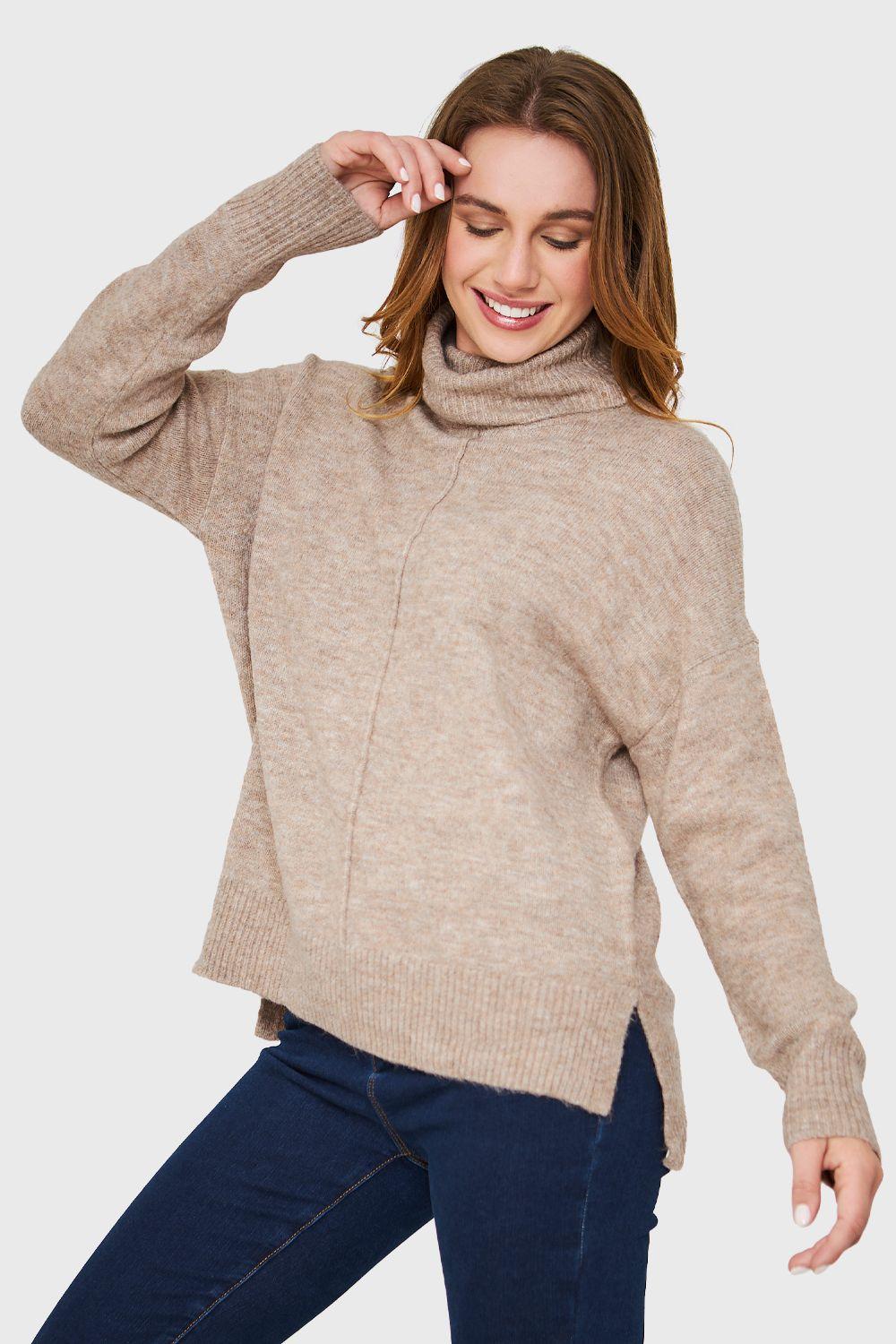Sweater Beatle Costura Khaki Nicopoly-2