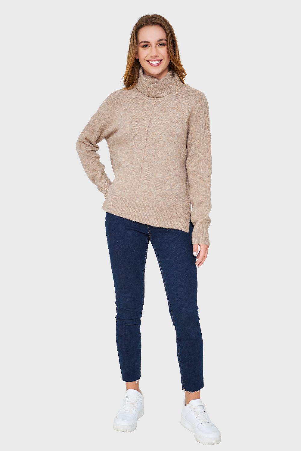 Sweater Beatle Costura Khaki Nicopoly-1