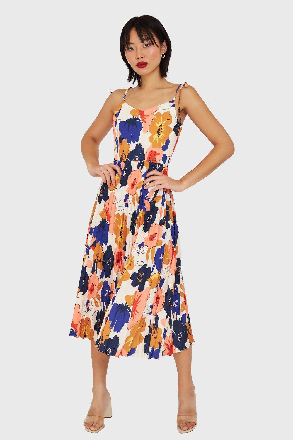 Vestido Con Faldón Plisado Azul Nicopoly-1