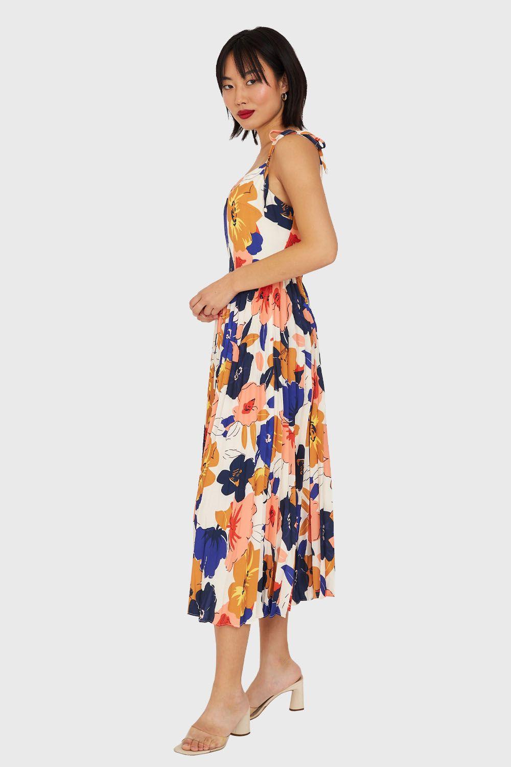 Vestido Con Faldón Plisado Azul Nicopoly-2