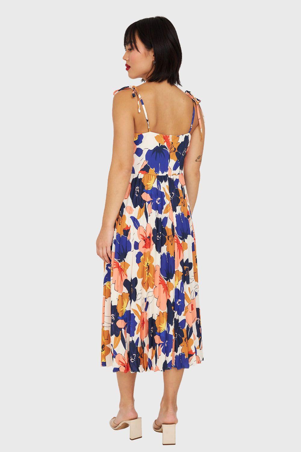 Vestido Con Faldón Plisado Azul Nicopoly-3