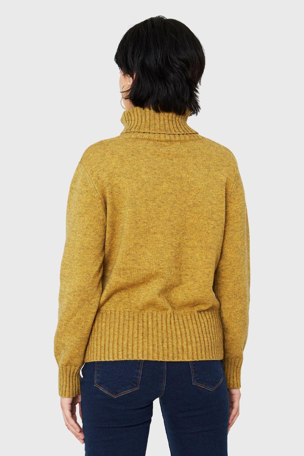 Sweater Cuello Alto Trenzas Mostaza Nicopoly-3