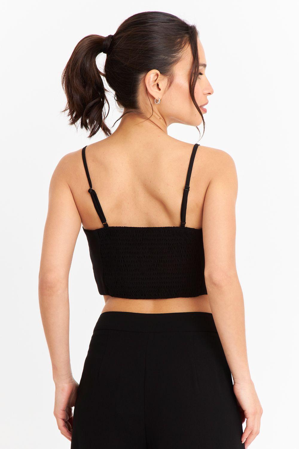 Crop Top Espalda Elasticada Negra Nicopoly-3