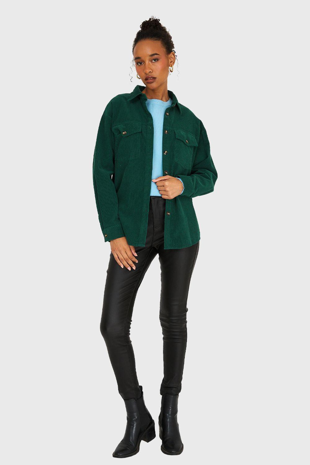 Sobrecamisa Cotelé Verde Oscuro Nicopoly-1