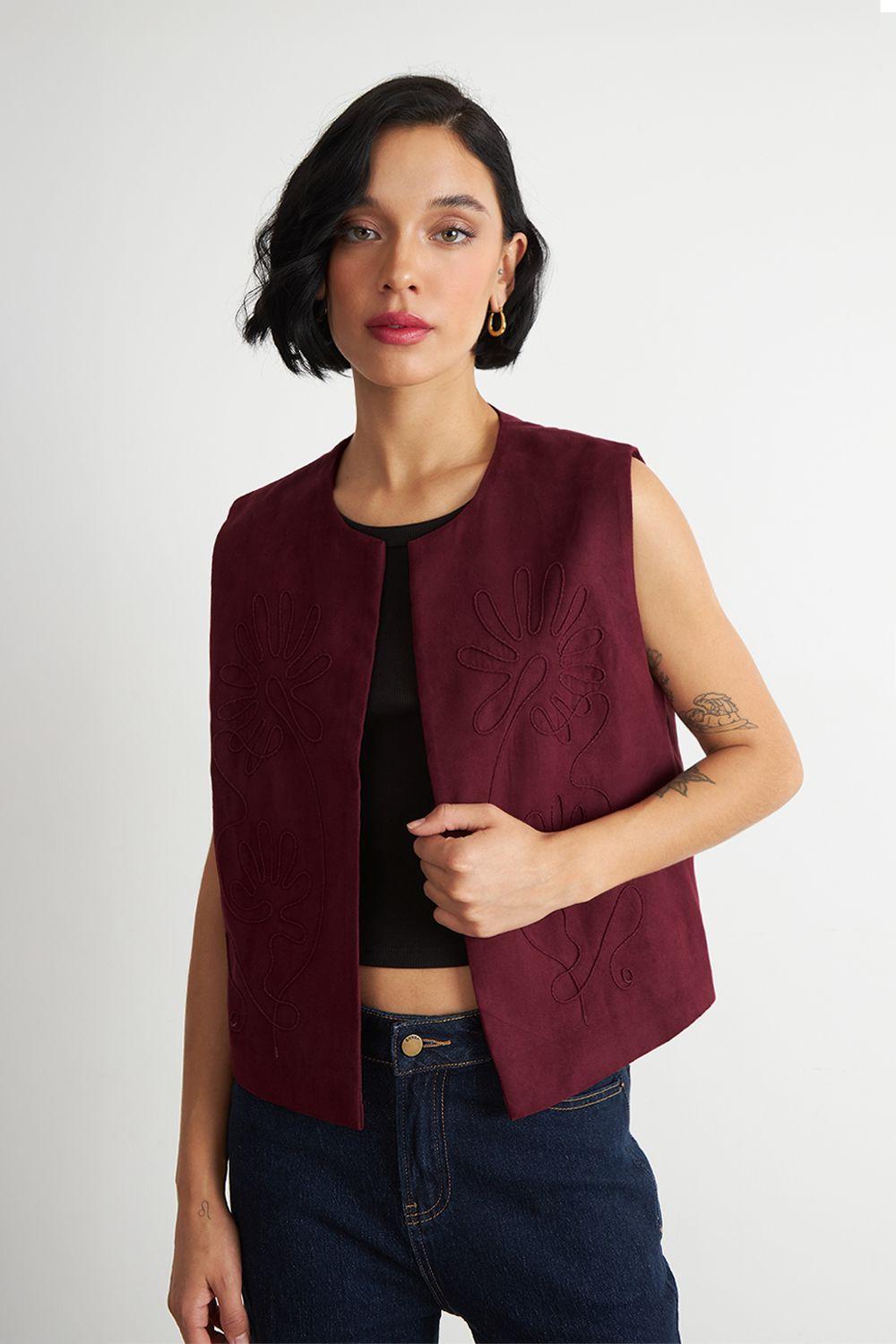 Vest Tipo Gamuza Bordado Burdeo Nicopoly-0