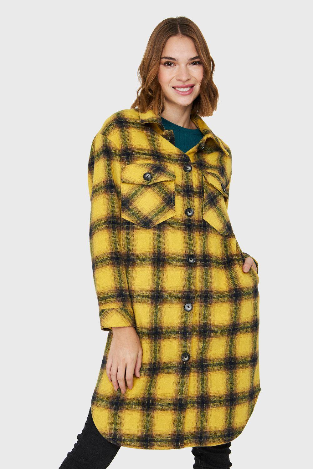 Sobrecamisa Bolsillos Cuadros Amarillo Nicopoly-4