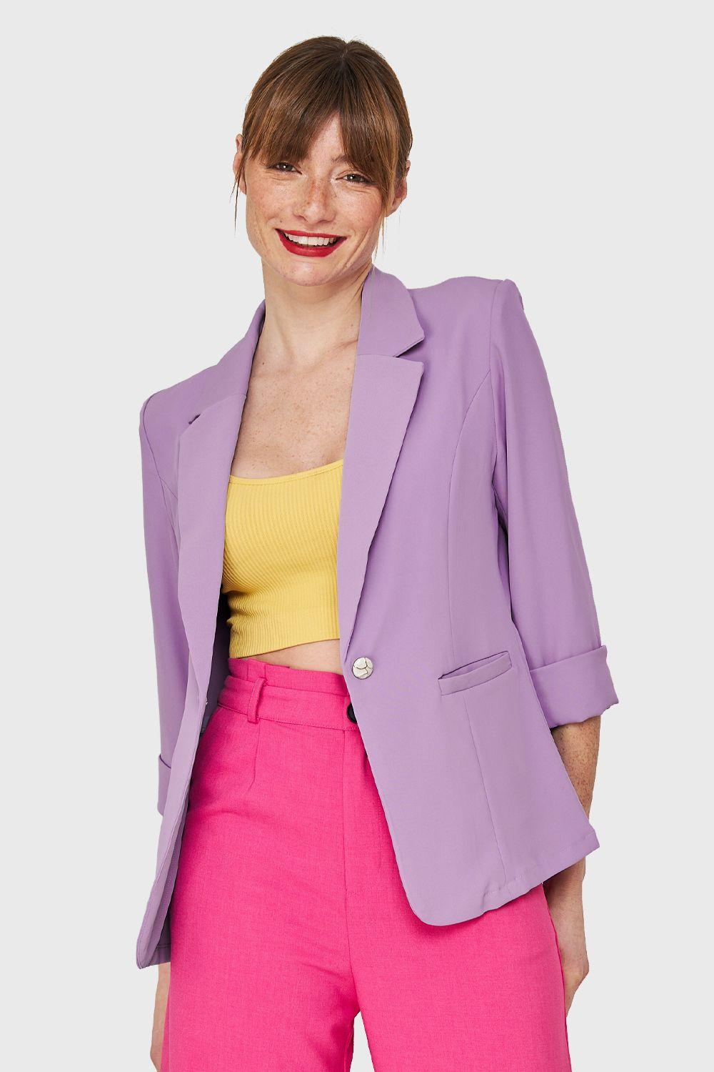 Blazer Entallado Manga 3/4 Lila Nicopoly-4