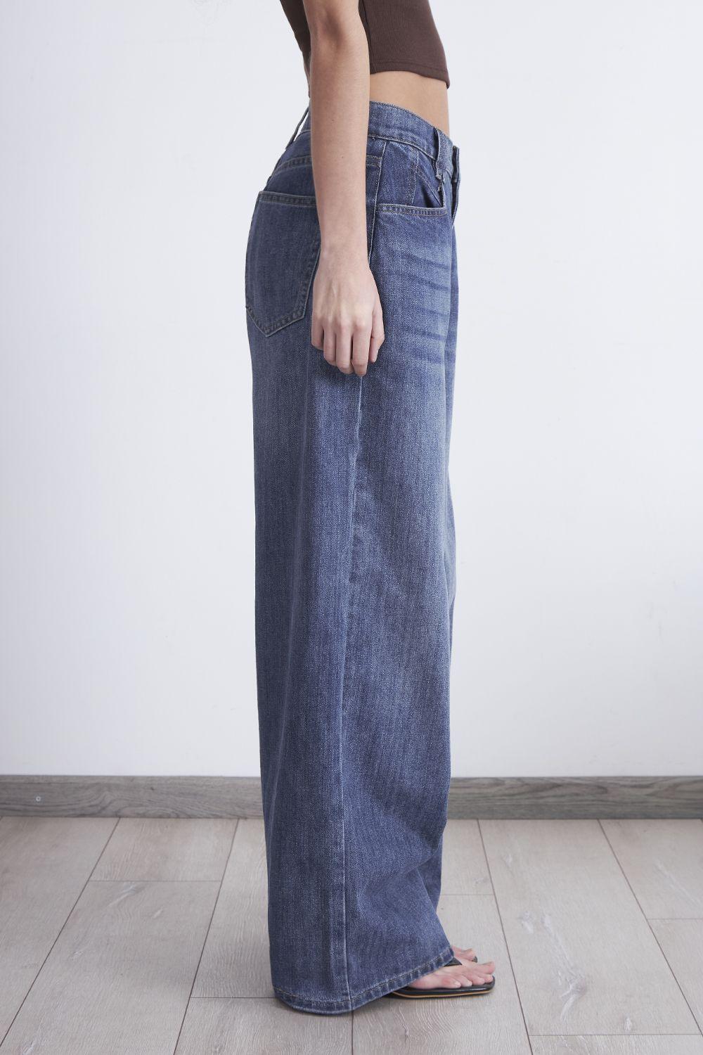 Jeans Wide Leg Ancho Azul Marino Nicopoly-2