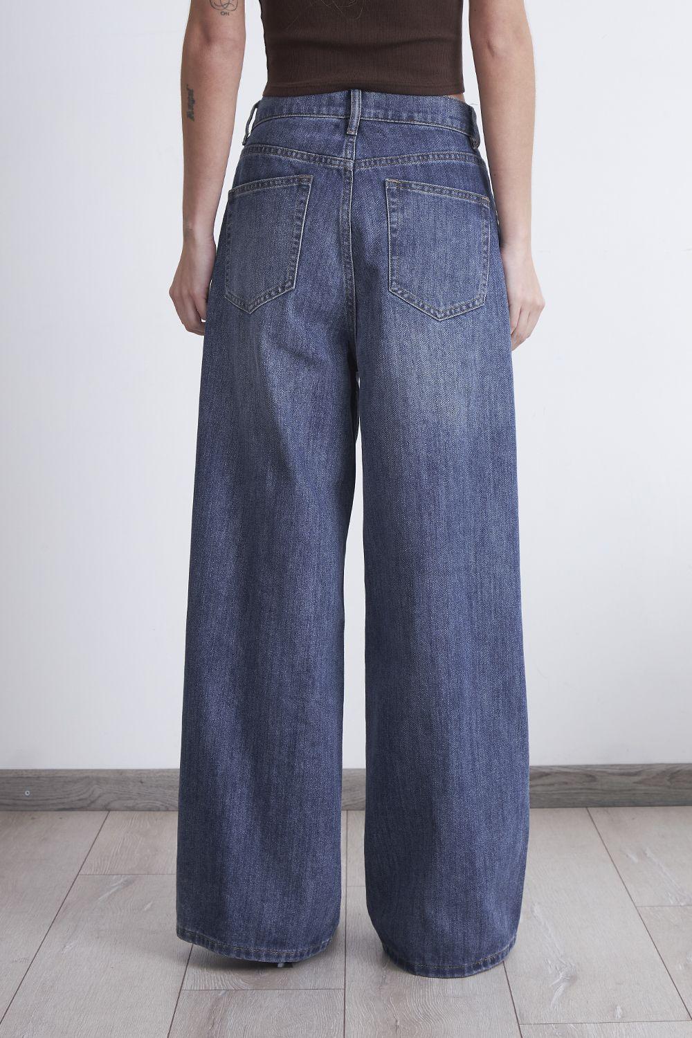 Jeans Wide Leg Ancho Azul Marino Nicopoly-3