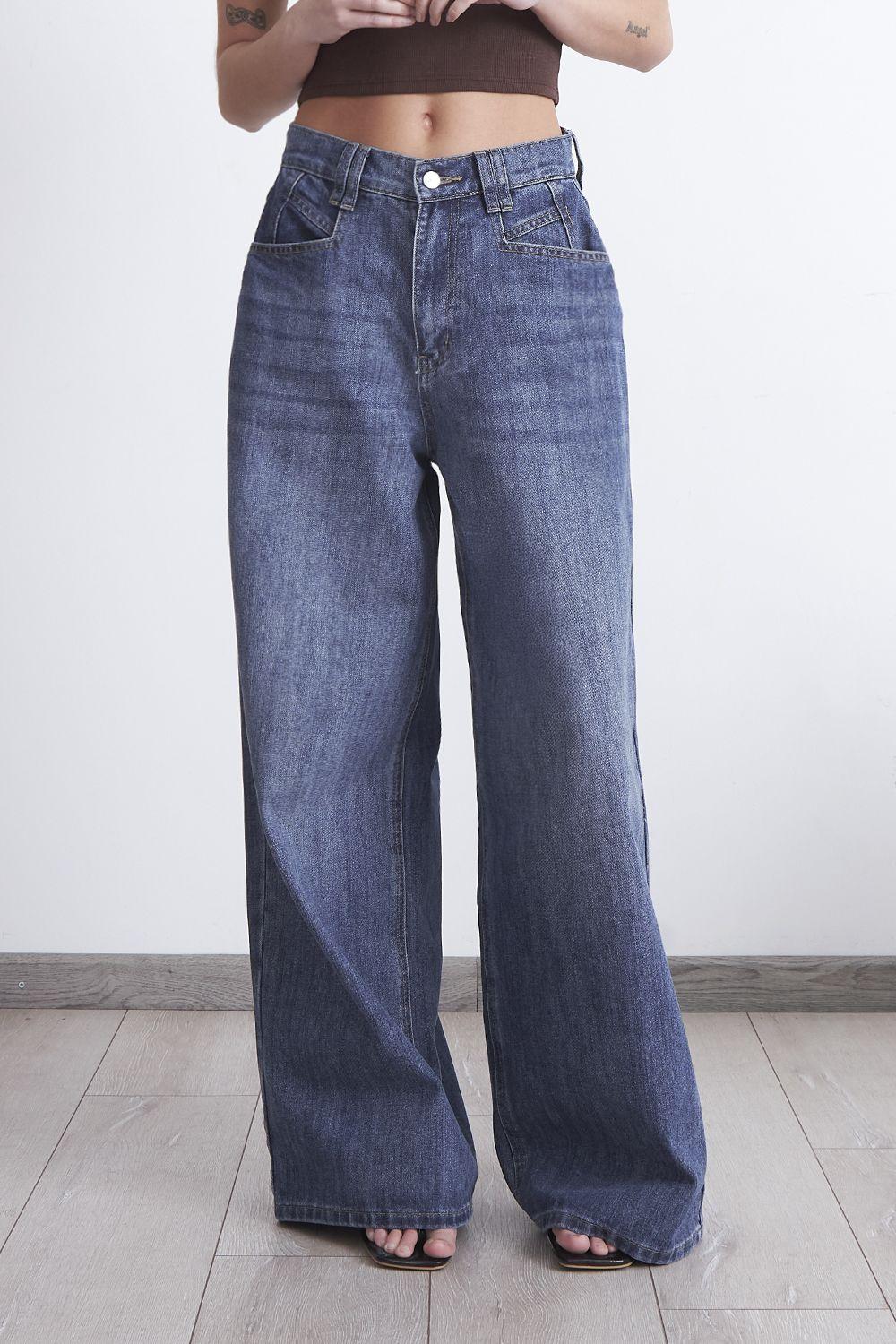 Jeans Wide Leg Ancho Azul Marino Nicopoly-4