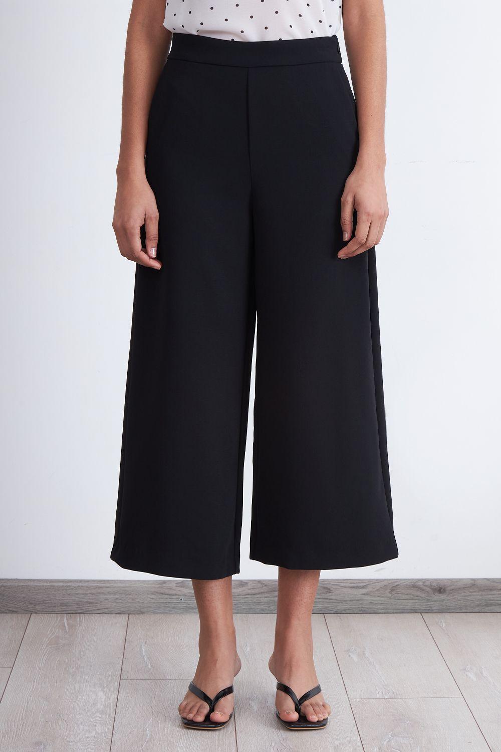 Pantalón Wide Leg Crop Negro Nicopoly-0