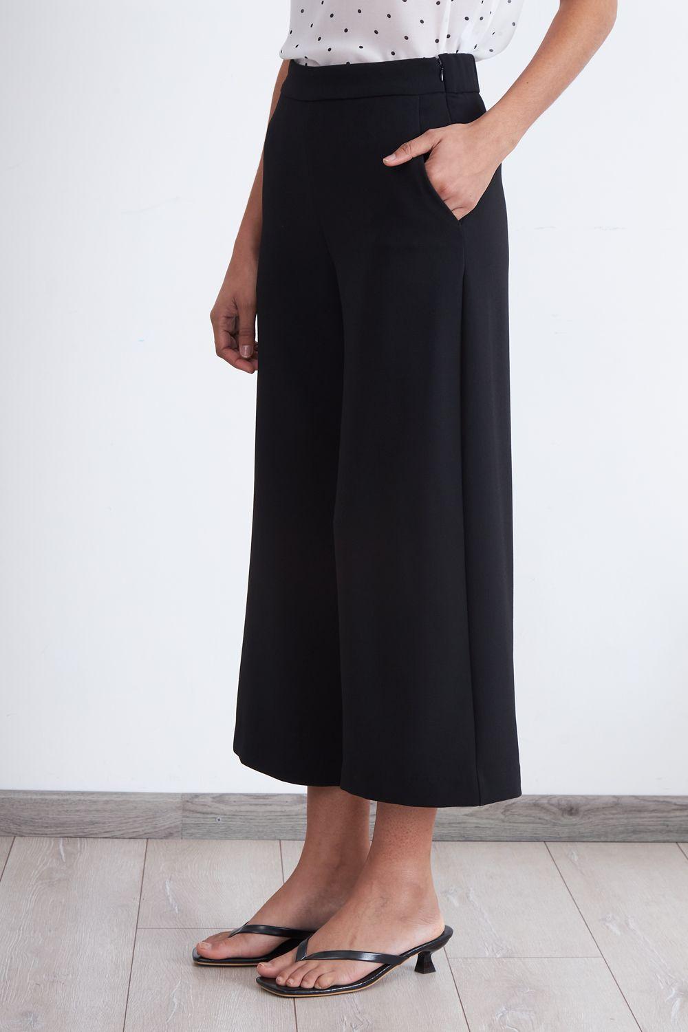Pantalón Wide Leg Crop Negro Nicopoly-2
