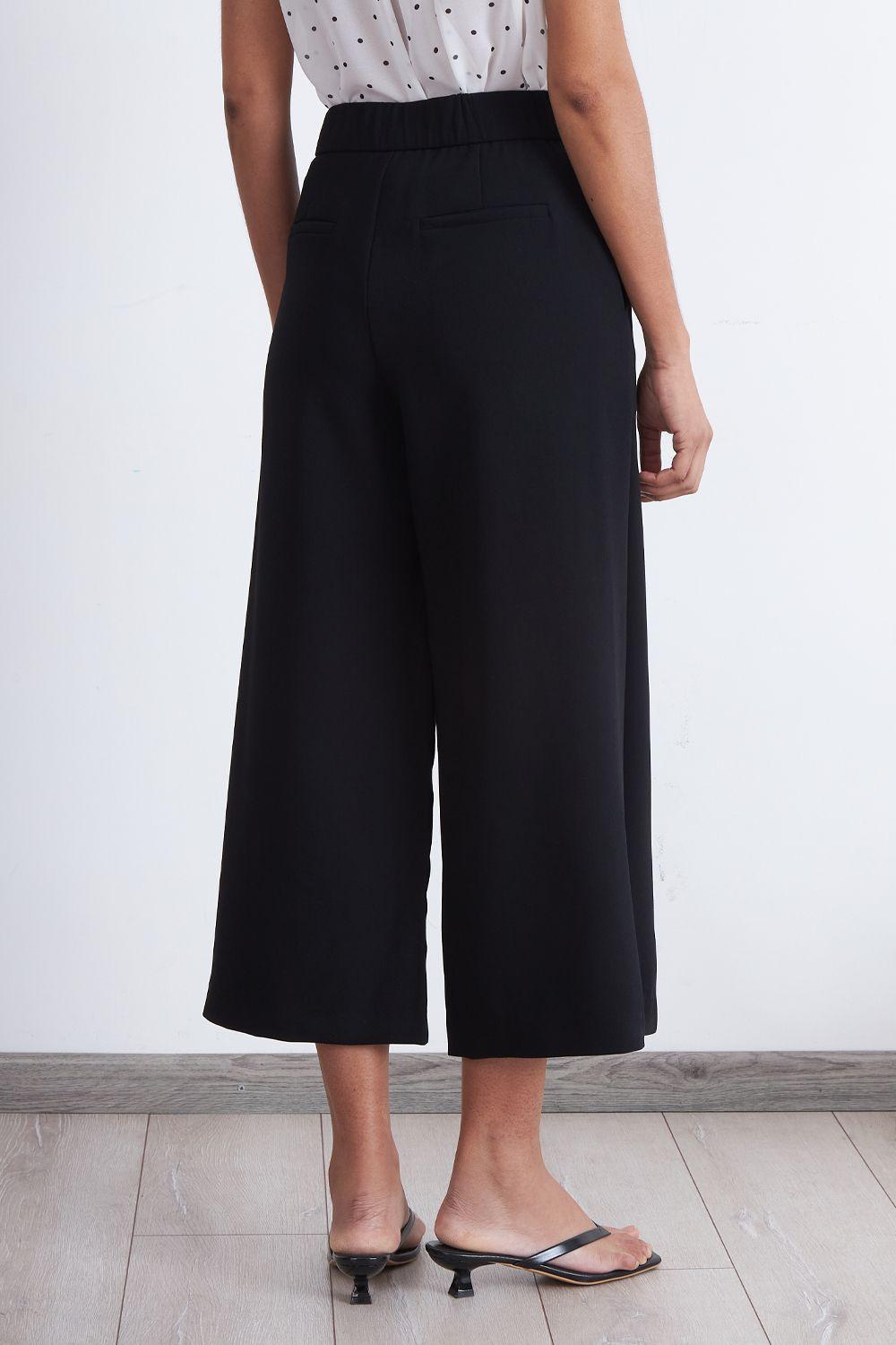 Pantalón Wide Leg Crop Negro Nicopoly-3