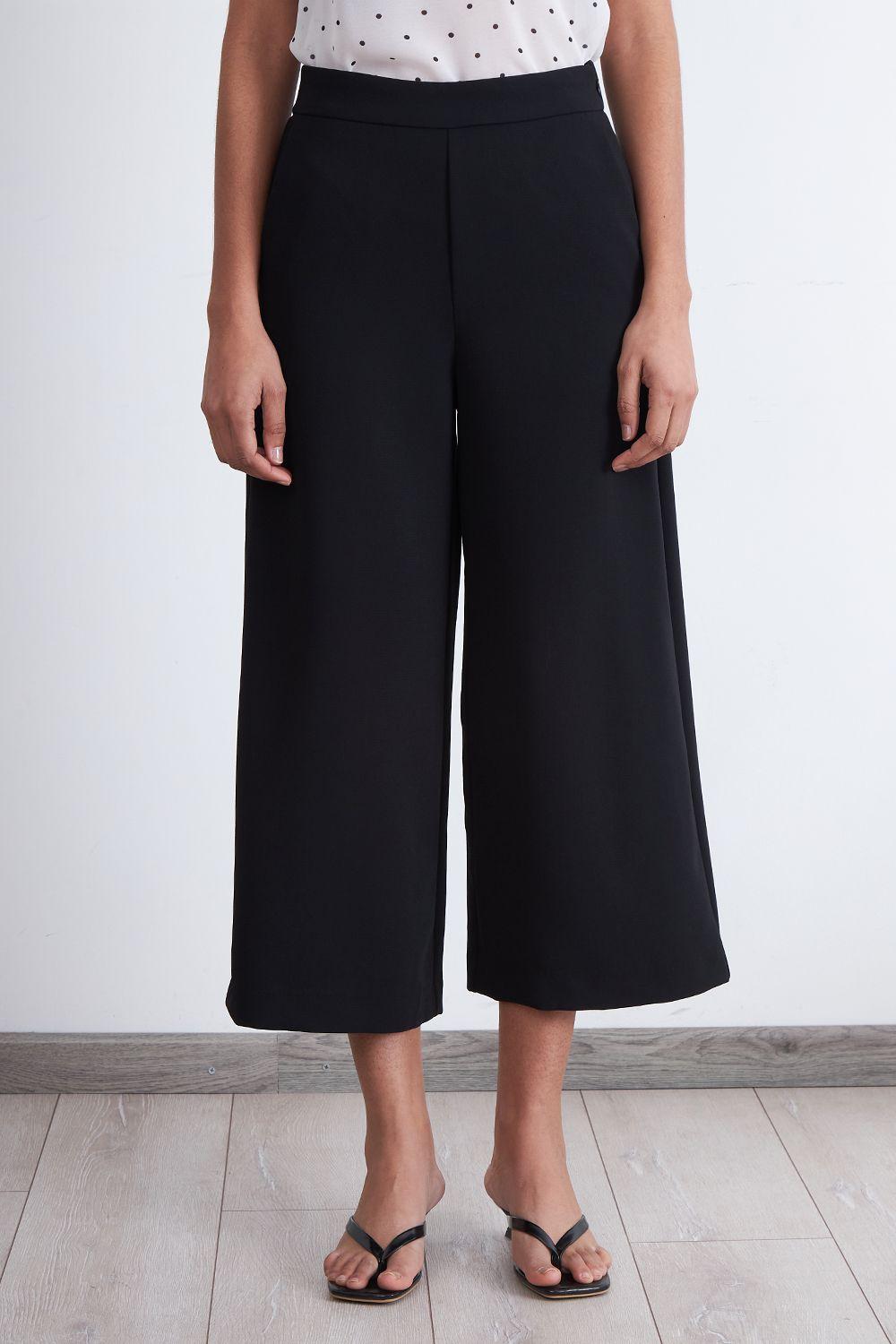 Pantalón Wide Leg Crop Negro Nicopoly-4