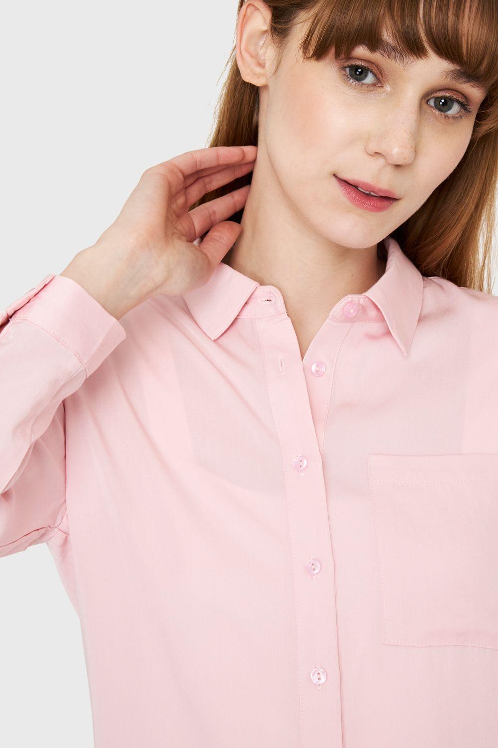 Camisa Larga Bolsillo Rosado Nicopoly-5