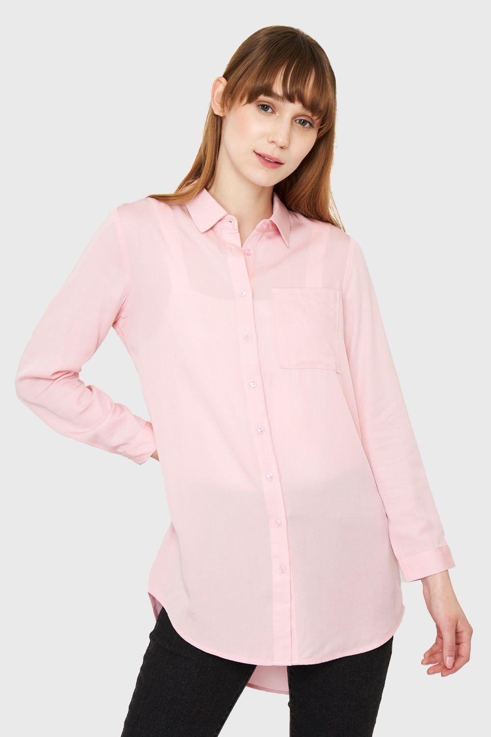 Camisa Larga Bolsillo Rosado Nicopoly-0