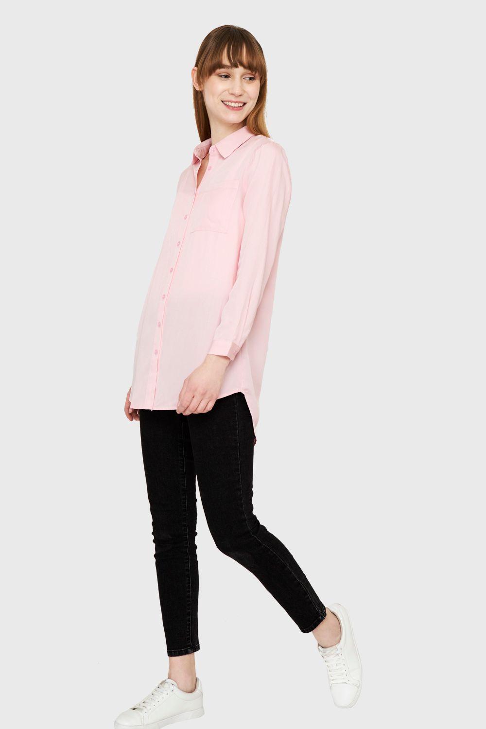 Camisa Larga Bolsillo Rosado Nicopoly-1