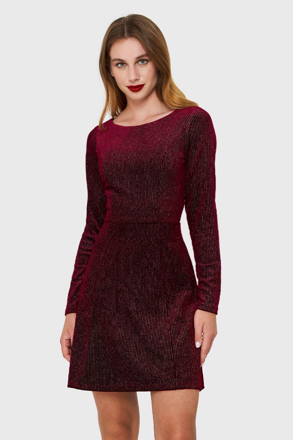 Vestido Plush Brillos Burdeo Nicopoly-0