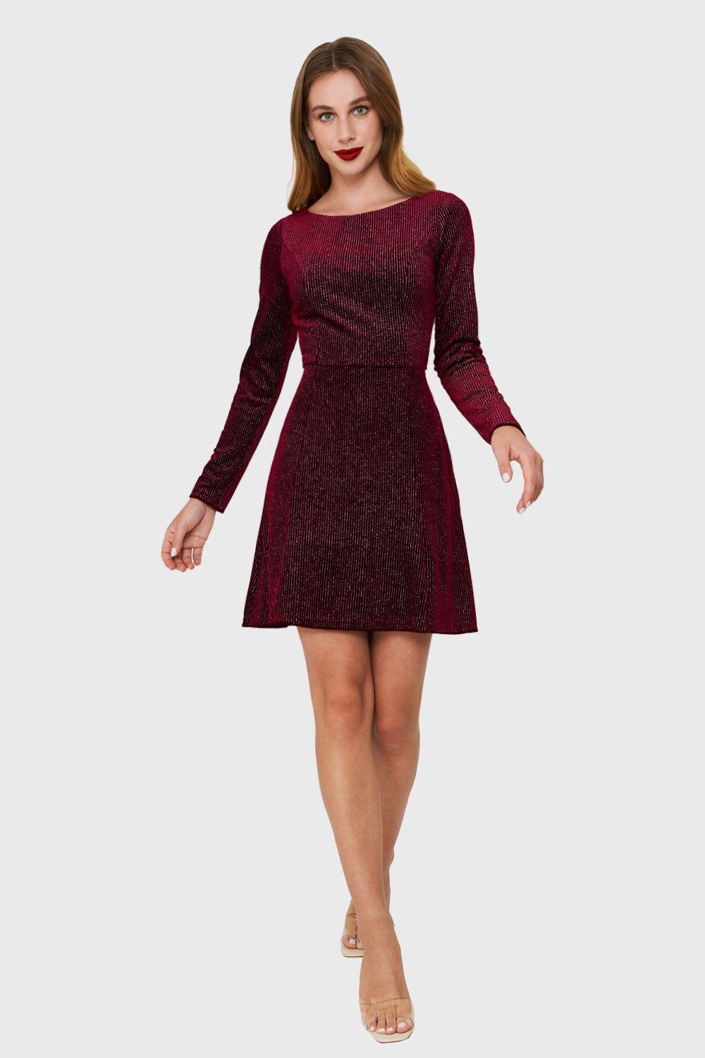 Vestido Plush Brillos Burdeo Nicopoly-1