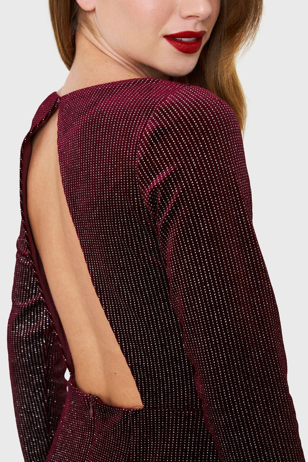 Vestido Plush Brillos Burdeo Nicopoly-5