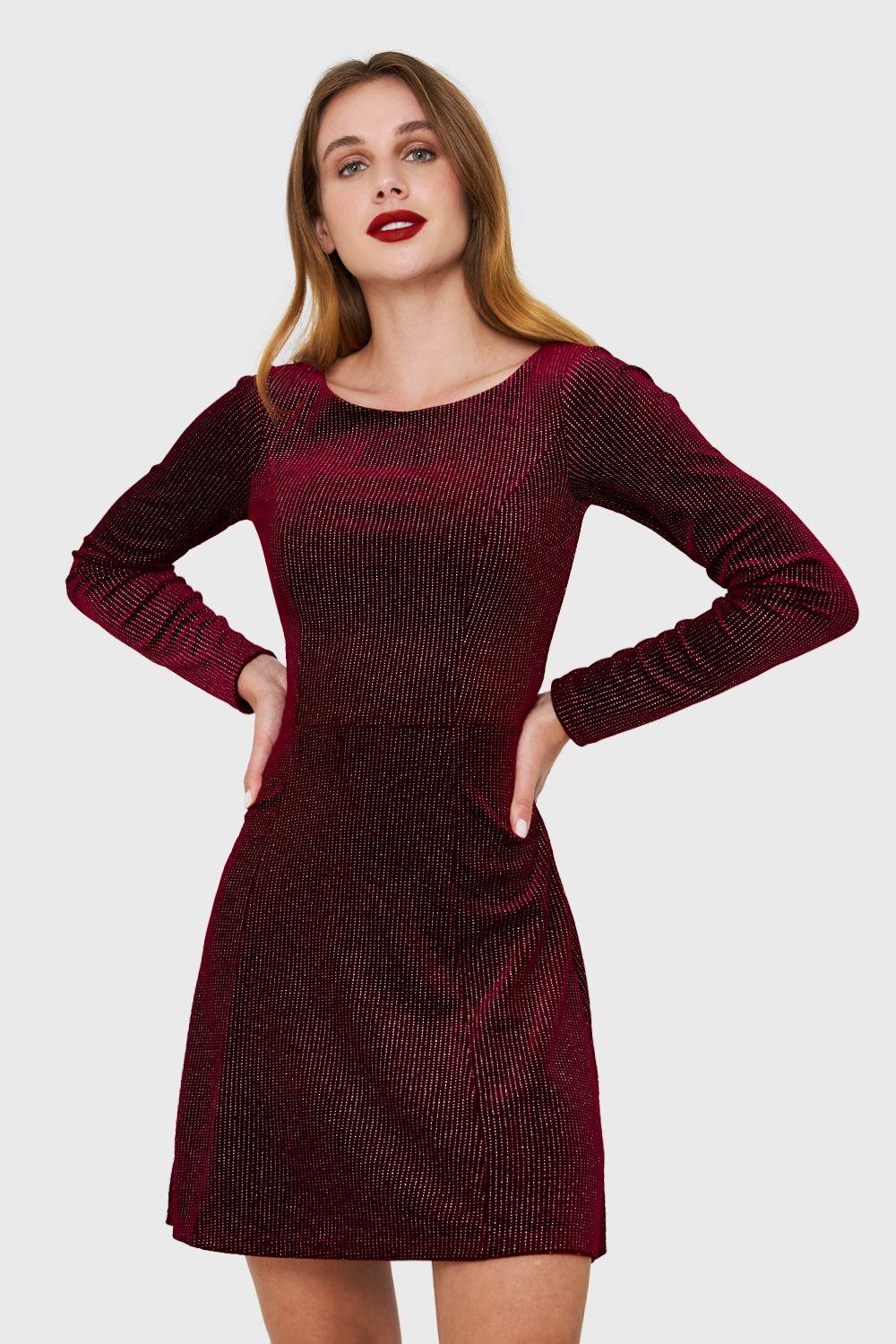 Vestido Plush Brillos Burdeo Nicopoly-4