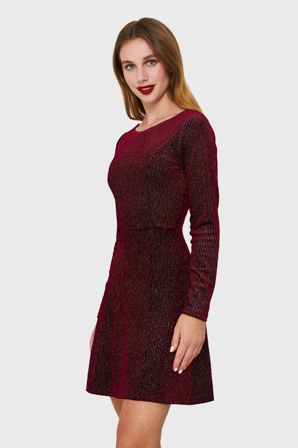Vestido Plush Brillos Burdeo Nicopoly-2