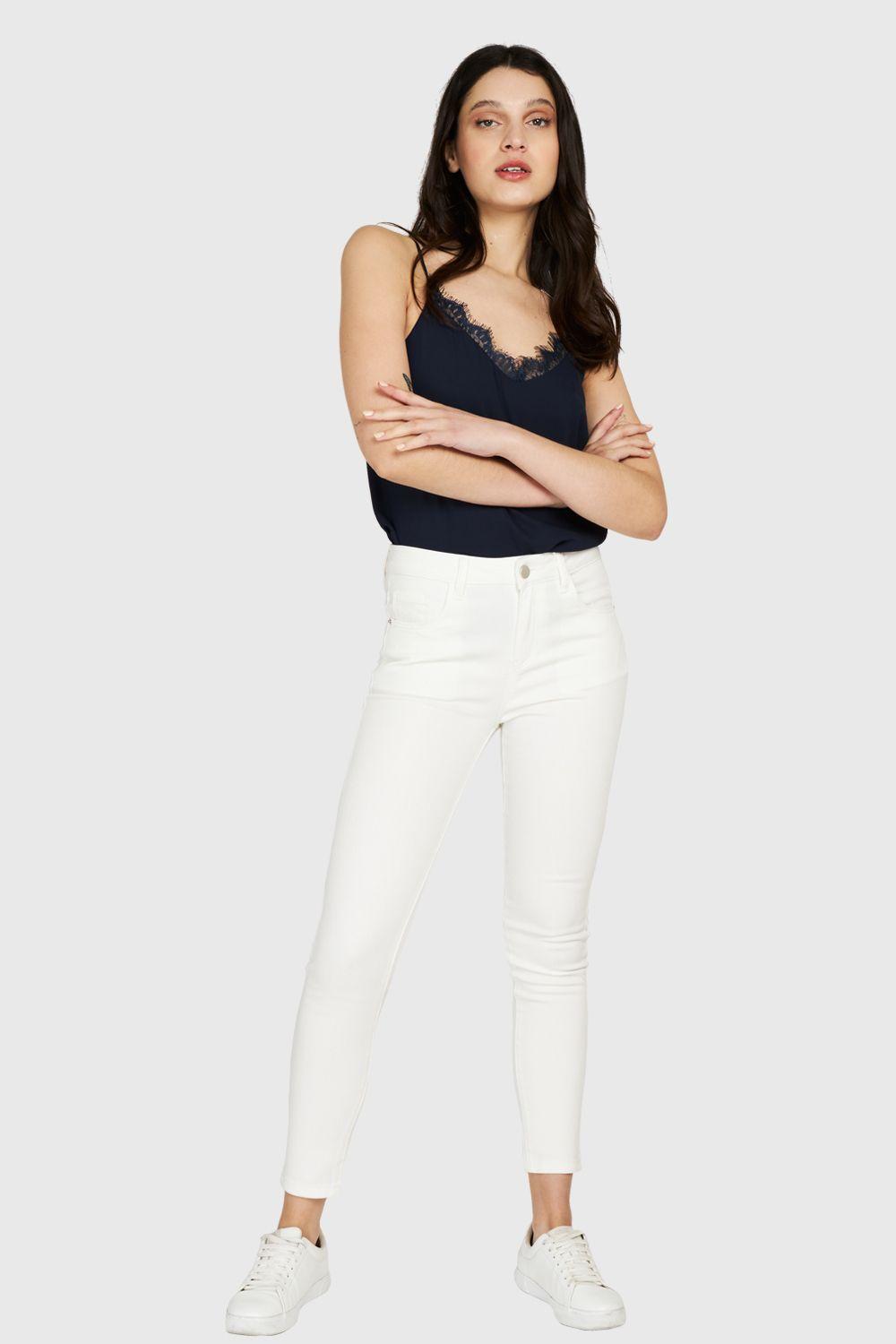 Jeans Básico Pitillo Blanco Nicopoly-1