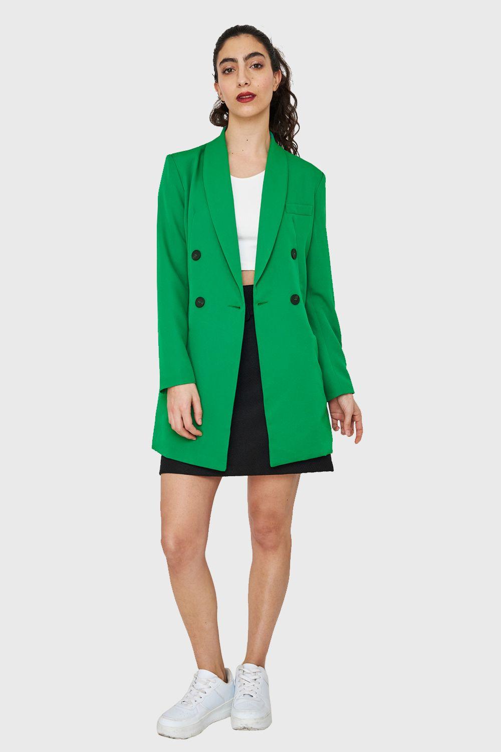 Blazer Largo Cuatro Botones Verde Nicopoly-1