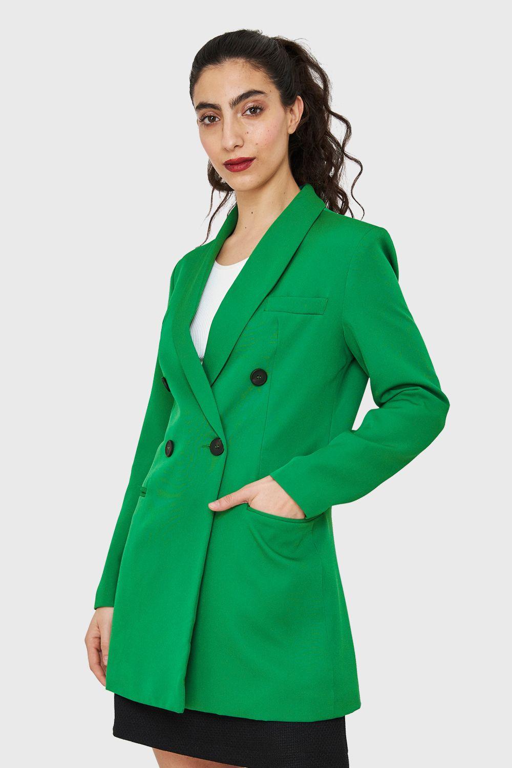Blazer Largo Cuatro Botones Verde Nicopoly-4