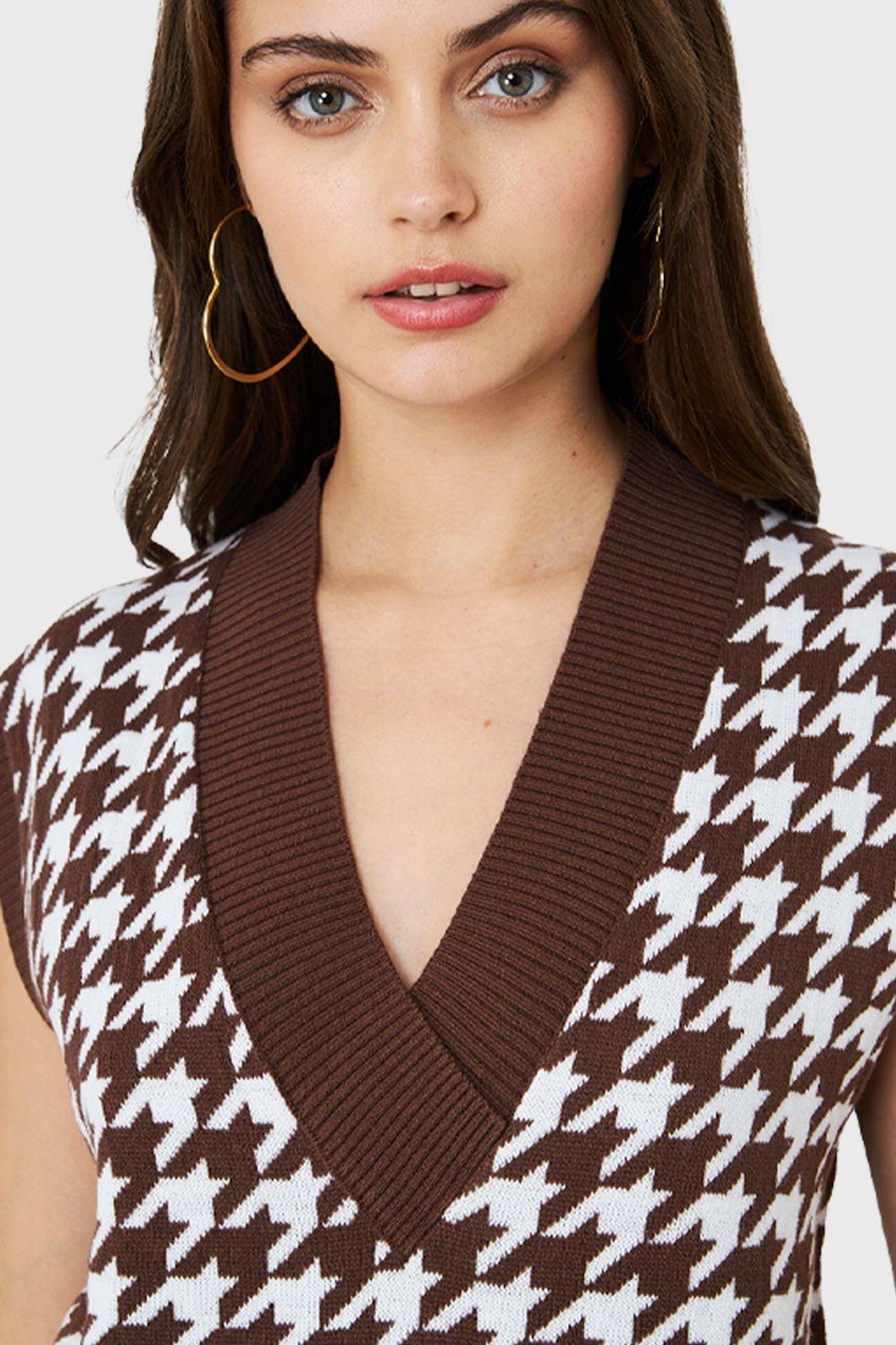 Chaleco Pied De Poule Café Nicopoly-5