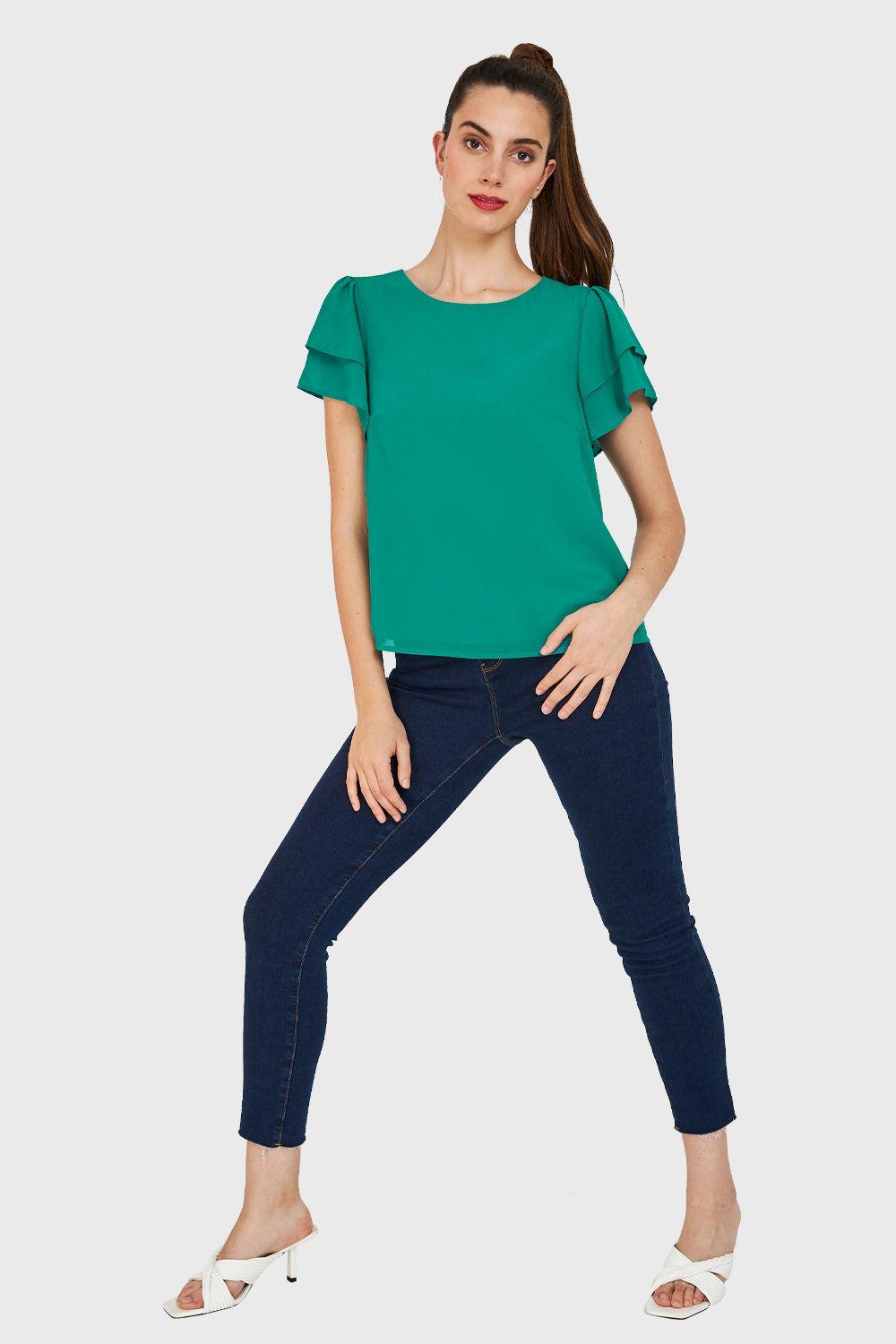 Blusa Básica Vuelos Verde Nicopoly-1