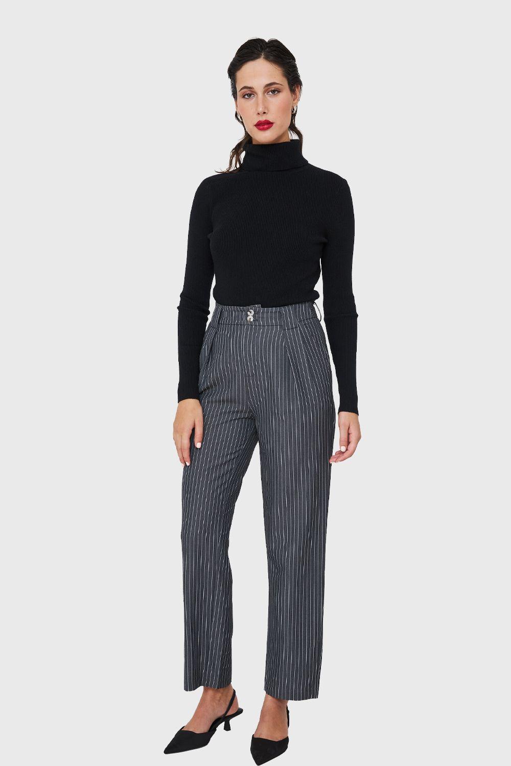 Sweater Tejido Canalé Negro Nicopoly-1